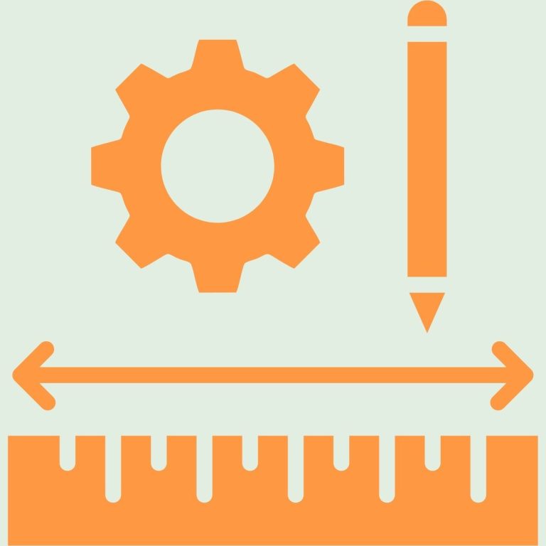 Icônes représentant un rouage, un crayon et une règle.